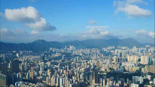 蓝天白云下的香港延时拍摄