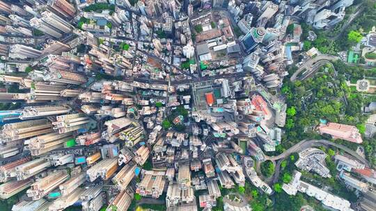 俯瞰香港密集城市建筑航拍视频4K30P