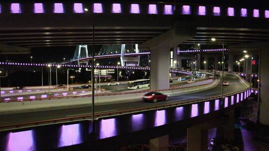 南浦大桥夜景航拍