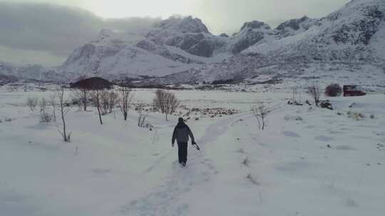 南极北极冰川行走雪山4K航拍