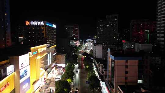 广西玉林夜景玉林人民东路夜景航拍