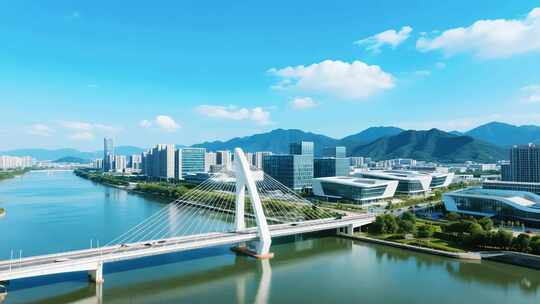 城市桥梁与现代建筑风光