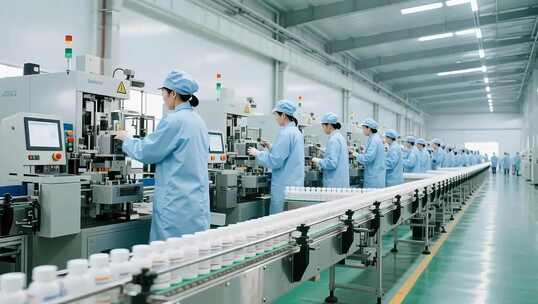 工厂流水线工人操作生产