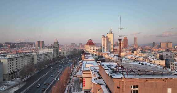 吉林桃源路街景建筑航拍