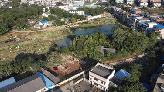 航拍湖南长沙望城区老城区