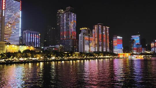 珠江夜景海珠桥南_8K视频素材模板下载