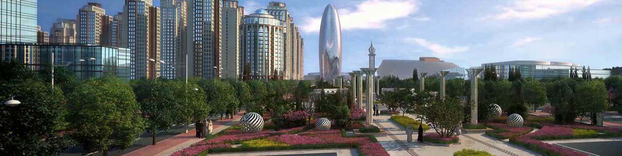 银川中阿发展国际城市规划建筑漫游动画