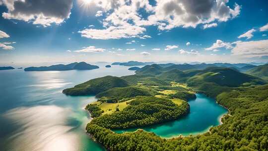 湖光山色自然风光全景