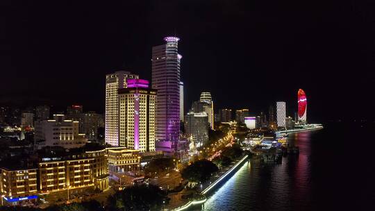 4K航拍厦门鹭江道灯光秀夜景