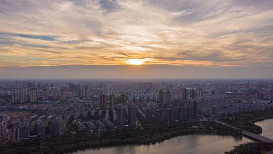 4k城市夕阳延时