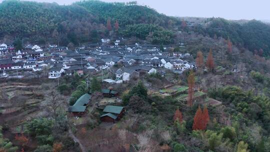 四明山丹山赤水风景区柿林村风光 航拍