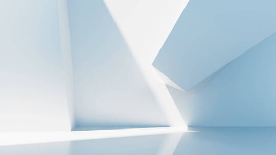 白色几何体建筑空间与光影变化3D渲染