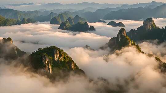 山峦云海壮美全景