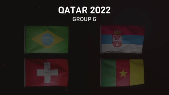 年卡塔尔足球世界杯G组球队旗帜视频素材模板下载