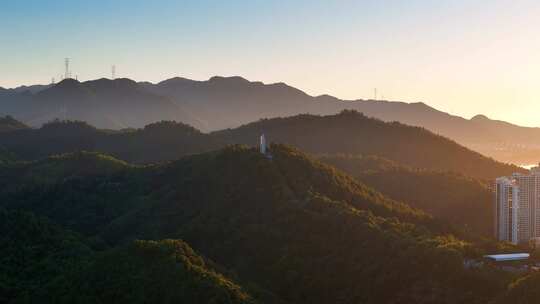 杭州市富阳区富春江岸航拍风光