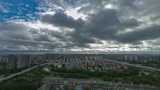 成都城市晚霞日落流云延时