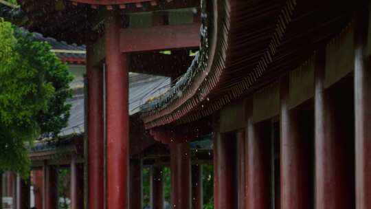 古风建筑屋檐下雨滴雨