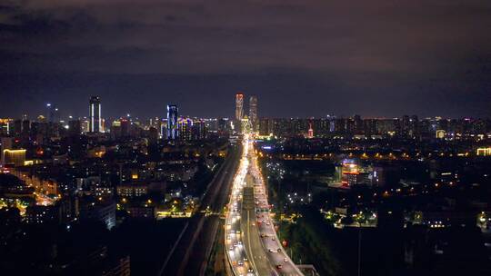 昆明碧鸡名城楼顶航拍昆明城市夜景