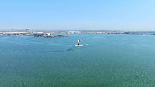 上海浦东临港滴水湖中心地标上海地标新片区视频素材模板下载