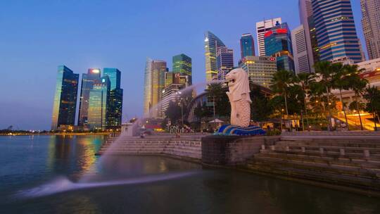 新加坡鱼尾狮喷泉视频素材模板下载