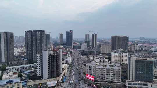 城市街道高空俯瞰全景德阳城市风光