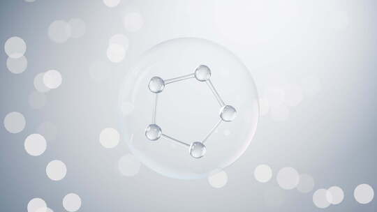 透明分子与白色背景3D渲染