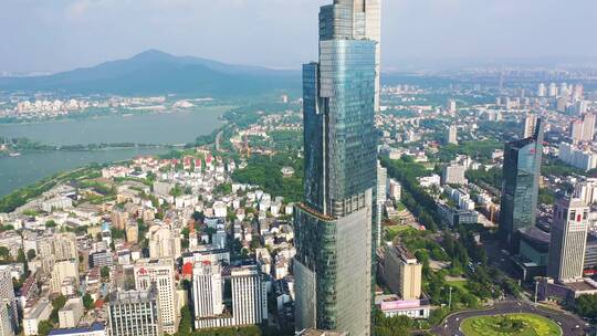 南京紫峰大厦高楼建筑城市天际线航拍风光