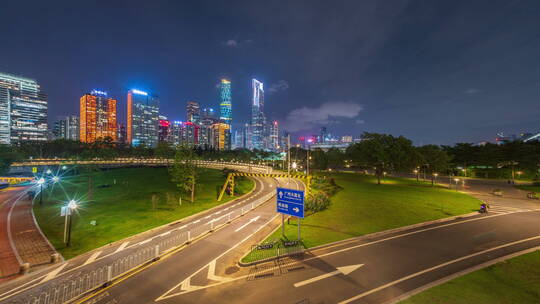 珠江新城广州大桥夜景延时