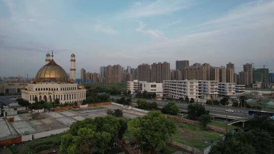 杭州江干区清真寺建筑航拍