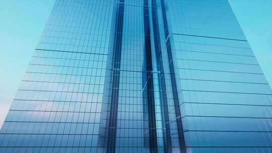 阳光下现代玻璃摩天大楼外观视频素材模板下载