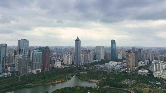 海南海口万绿园滨海大道延时海口城市大景