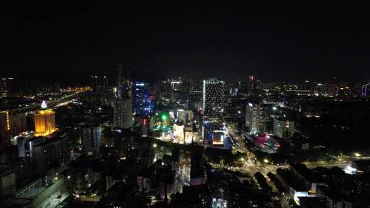 广东珠海城市夜景交通航拍