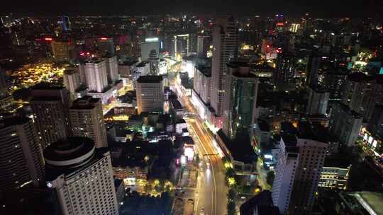 云南昆明城市夜景交通航拍视频素材模板下载