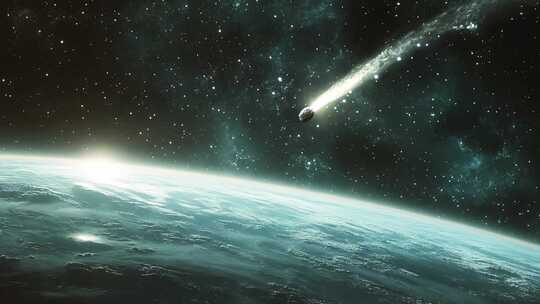流星划过地球太空场景