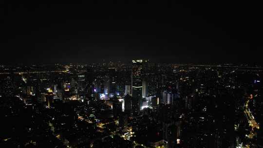 江苏南京城市夜景灯光航拍