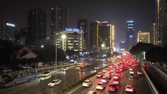 重庆红锦大道夜景航拍