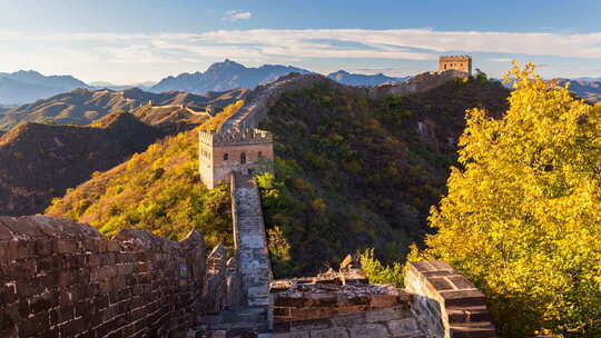 中国河北省承德市滦平县金山岭长城的秋季