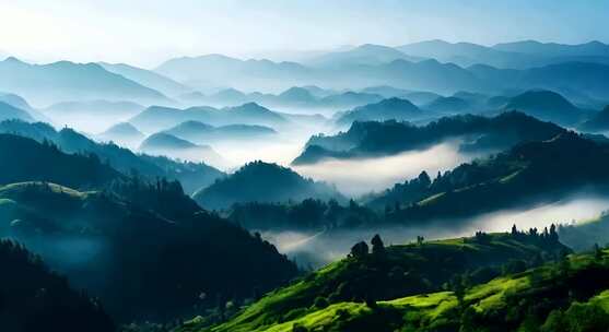 4K森林群山云雾阳光景观云海山峰