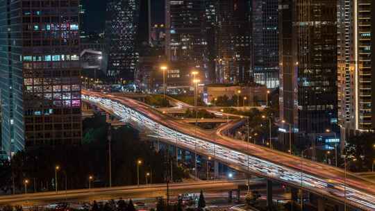 北京_东三环中路_夜景车流延时_建筑群005