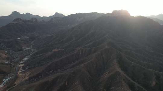 航拍 山川 河流 太行山脉