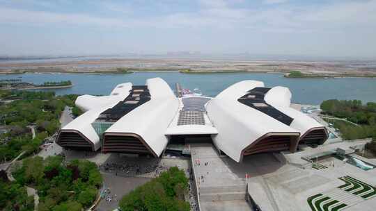 天津生态城国家海洋博物馆城市建筑风光航拍