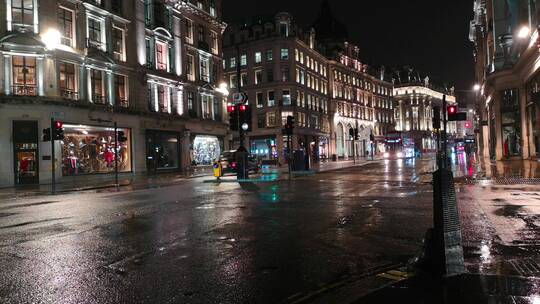 伦敦雨夜的街道视频素材模板下载