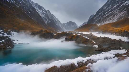 雪山湖泊自然风光