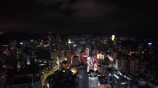 贵州贵阳城市夜景航拍