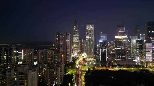 深圳南山粤海街道夜景航拍