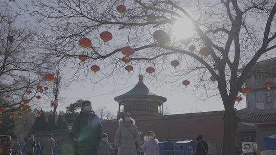 北京胡同过年街景气氛 春节街景氛围