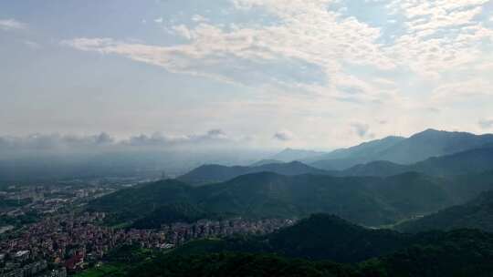 航拍西湖名胜风景区西湖群山延时