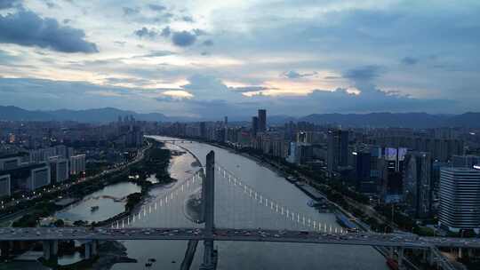 航拍福建福州鼓山大桥夜景