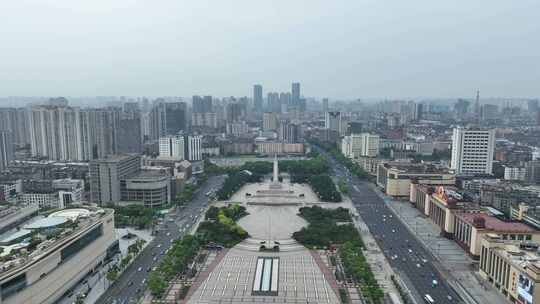 南昌市八一广场航拍八一南昌起义纪念塔建筑