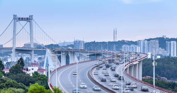 厦门海沧大桥延时摄影视频，西引桥特写